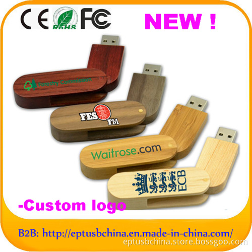 Wood Swivel USB Flash Drive USB Pen Drive Pendrive with Custom Logo (EW064)